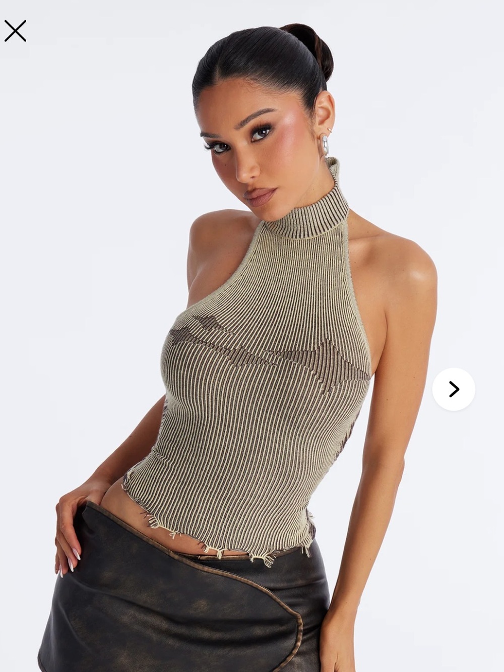 NWT Fashion Nova You're A Star Marled Sweater Halter Top in Olive